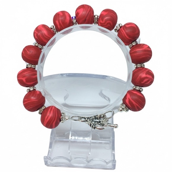 Unique Handmade Polymer Clay Bead Bracelet - Picture 7 of 11